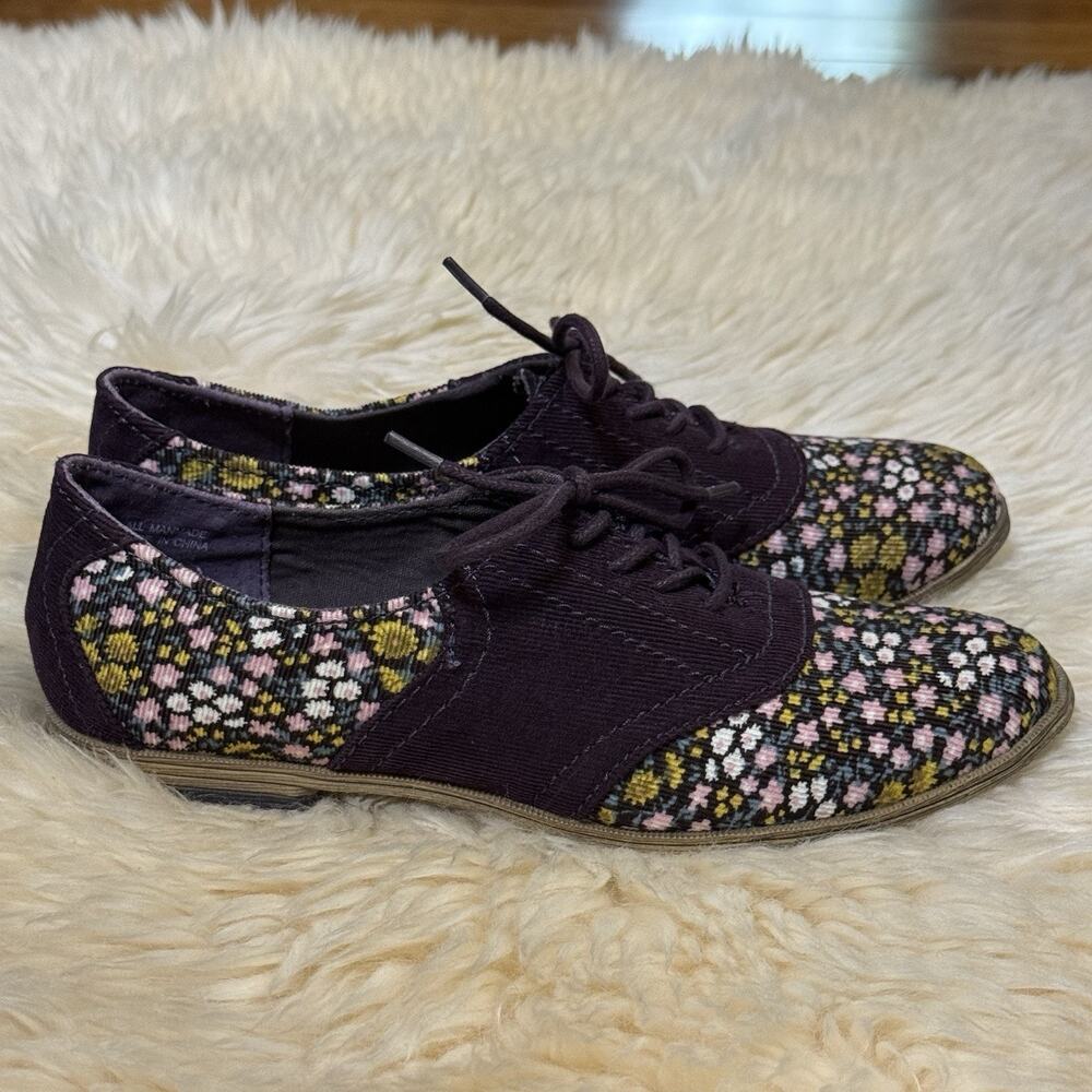 American Rag Women’s Barry Canvas And Corduroy Floral Oxford Flats Shoes 7.5M